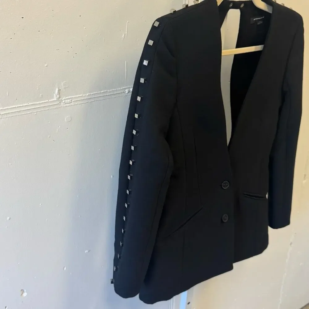Alexander Wang Wool Blend Studded Gothic Blazer‎ Cutout Size 4 Black - Picture 5 of 13